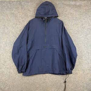 Vintage Nike Jacket Mens Small Blue Center Swoosh Windbreaker Anorak Hooded 90s